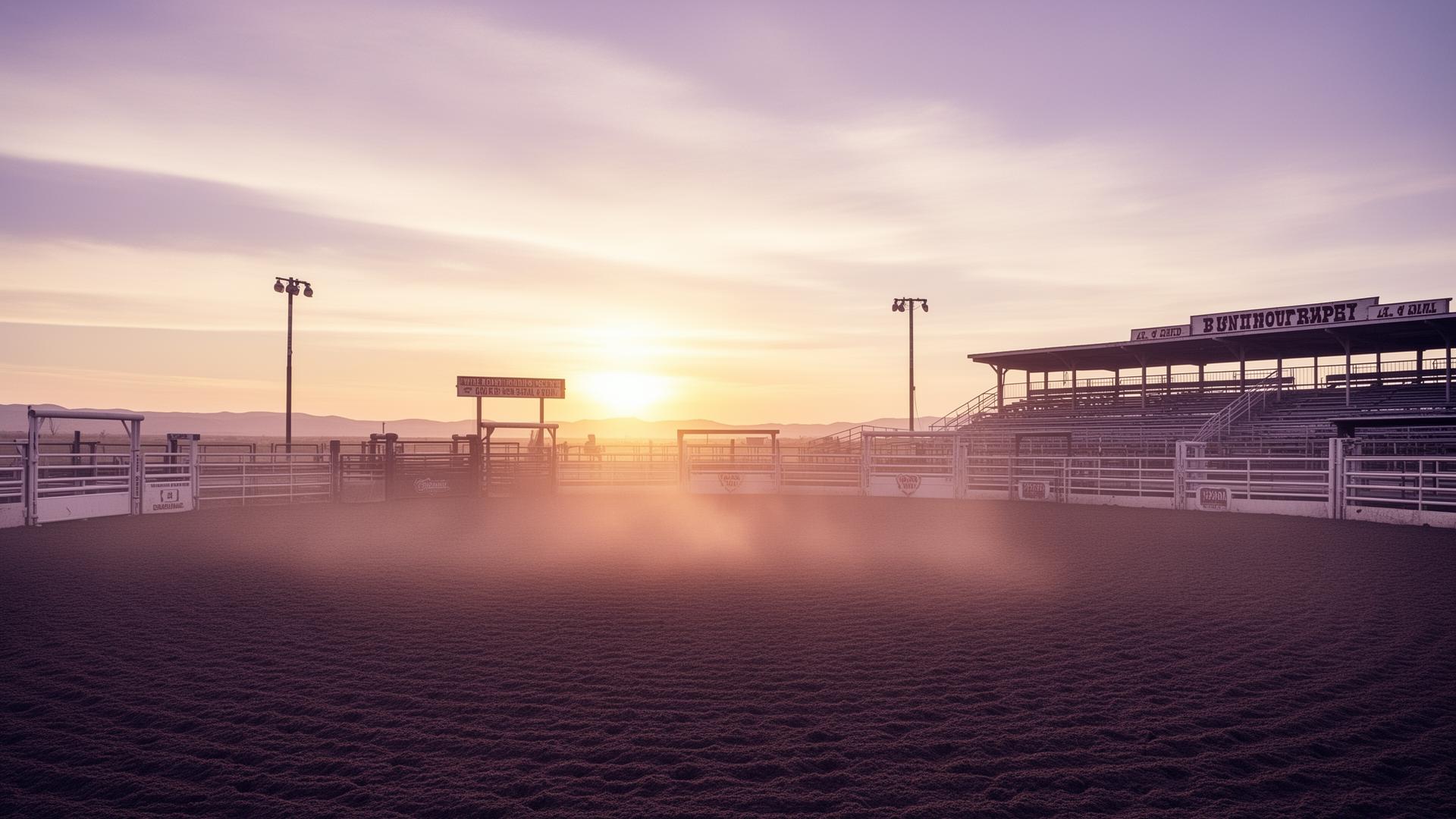 Rodeo arena at golden hour